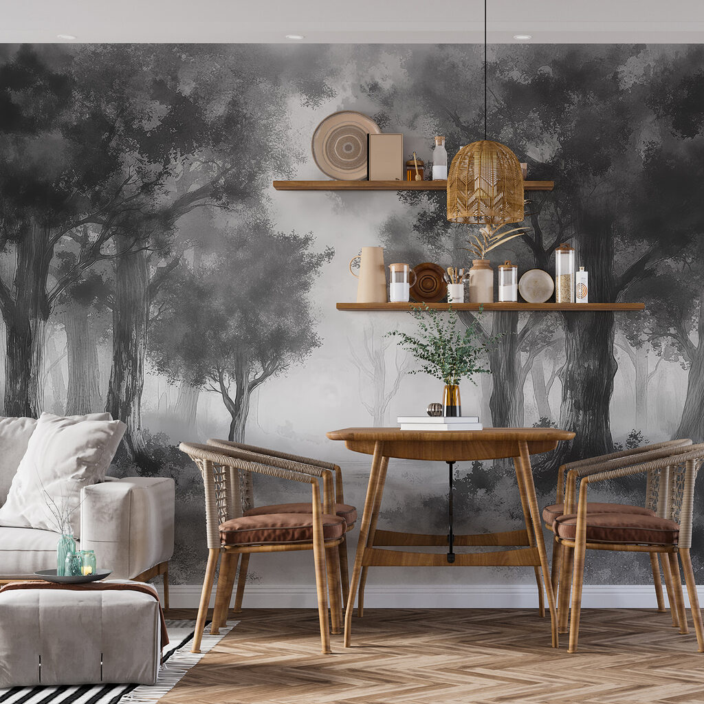 Een bosweg in houtskoolnevel — interieur 1