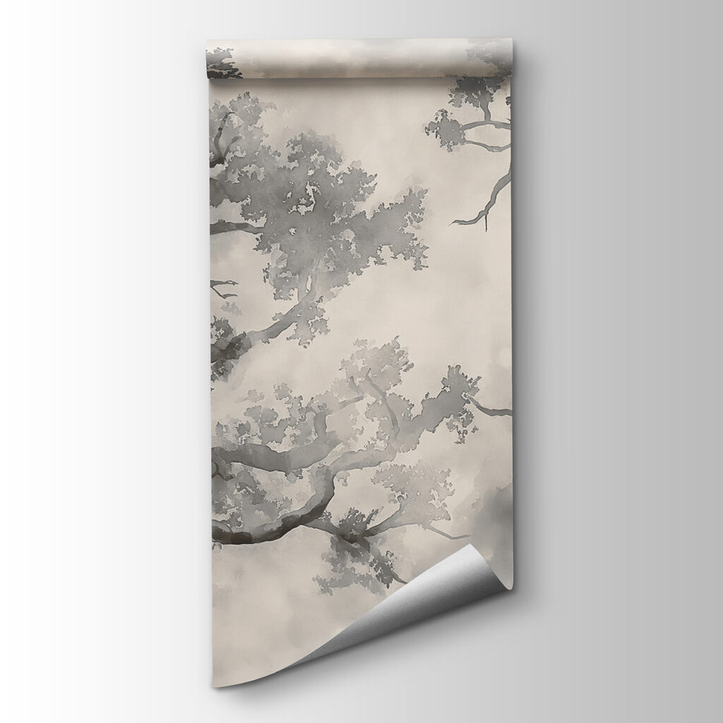 Kronkelbomen in grijze aquarel — productweergave
