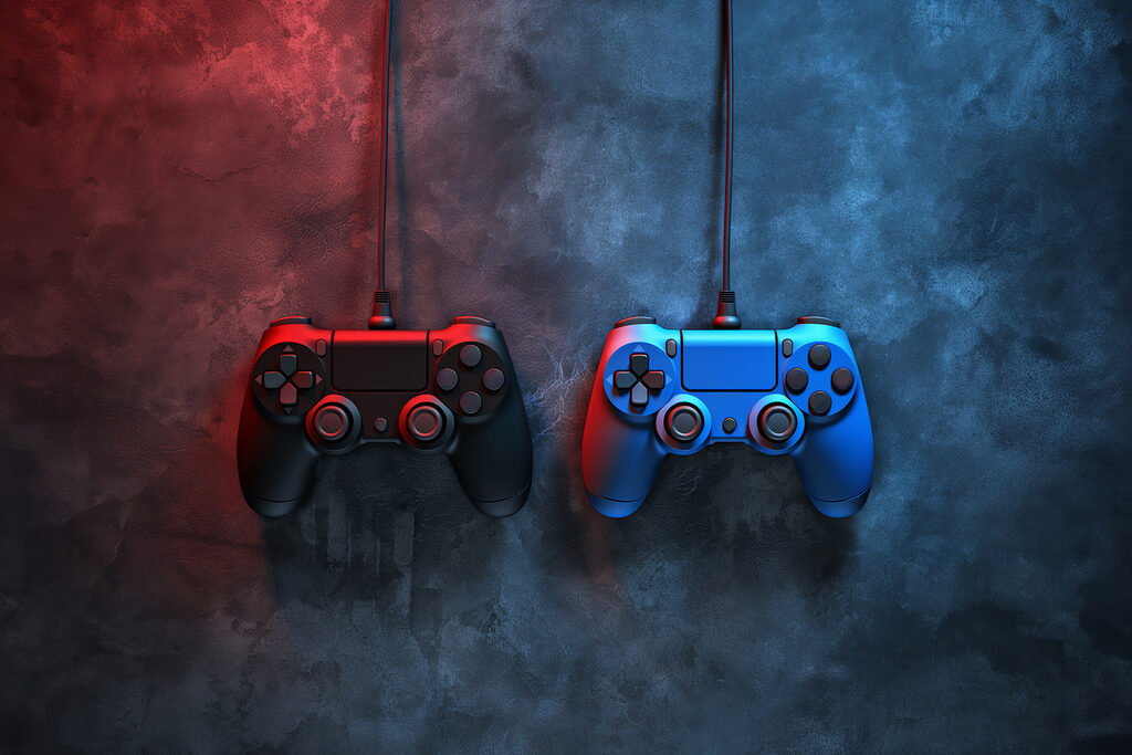 Twee controllers aan kabels — volledig ontwerp