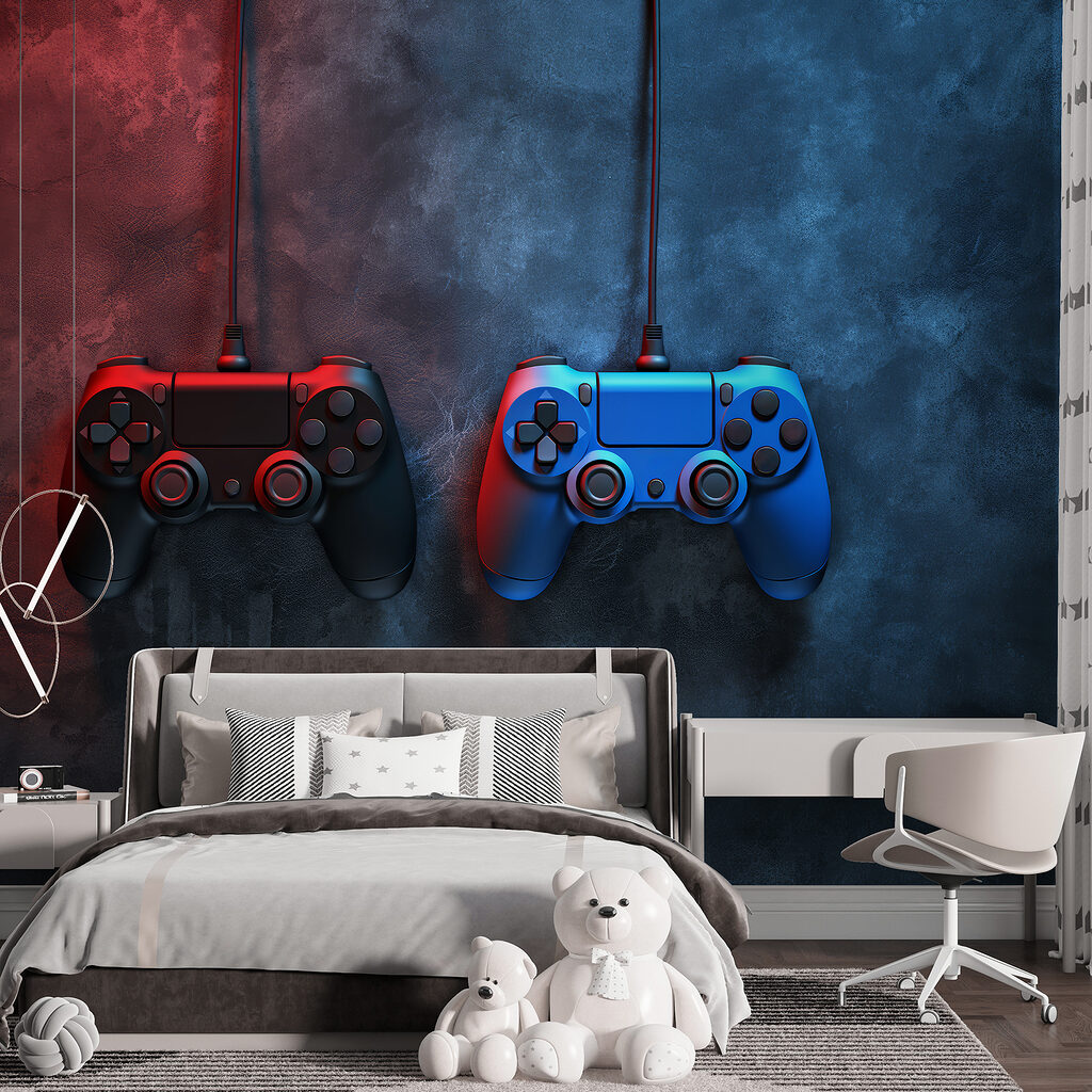 Twee controllers aan kabels — interieur 2