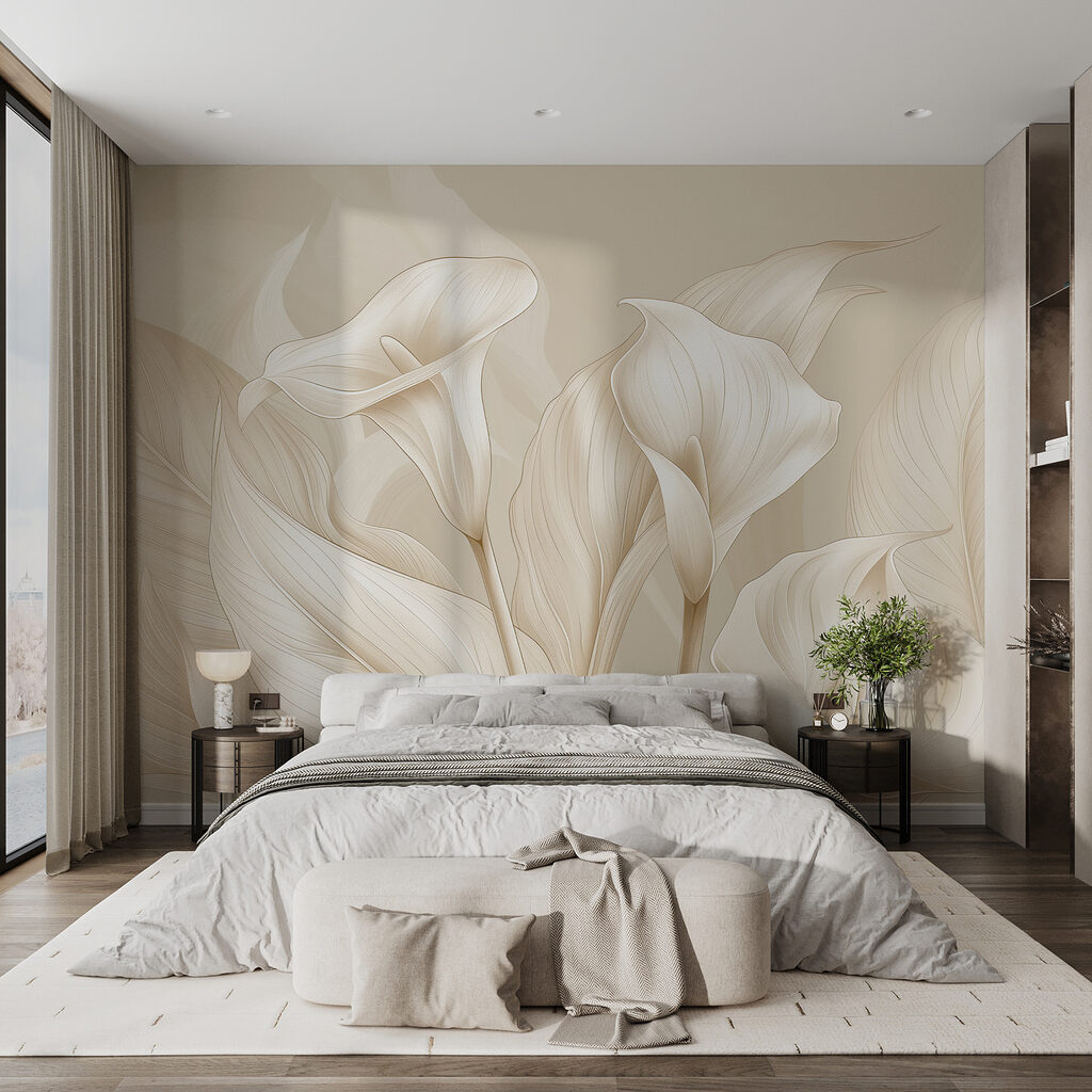 Roomwitte kelken, grote bladeren — interieur 1