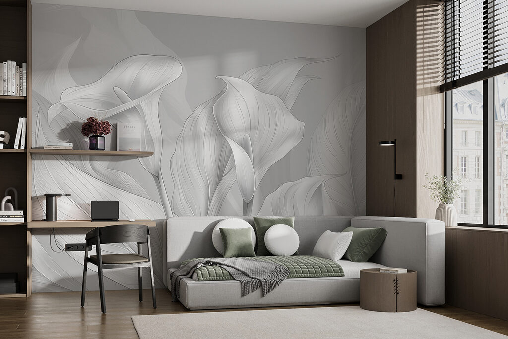 Witte kelken met bladplooien — interieur 1