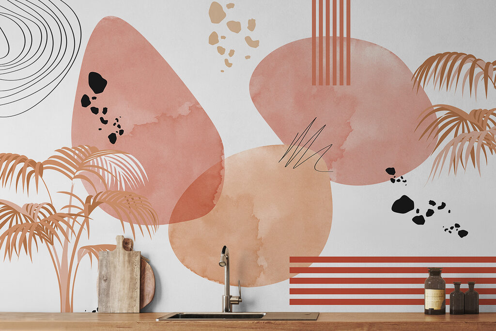Terracottavlakken met palmlijnen — interieur 1