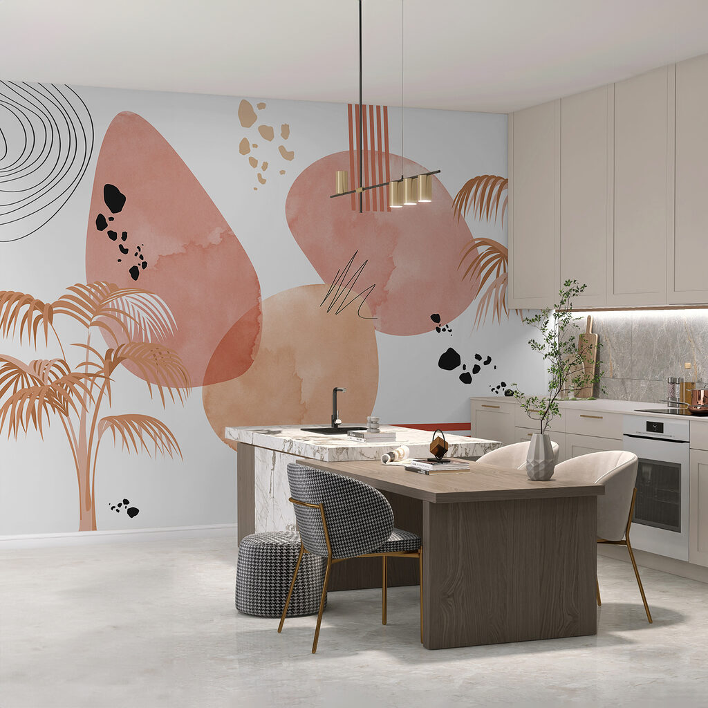 Terracottavlakken met palmlijnen — interieur 2