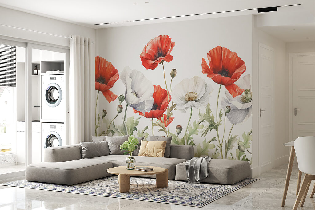 Rode en witte klaprozen — interieur 2