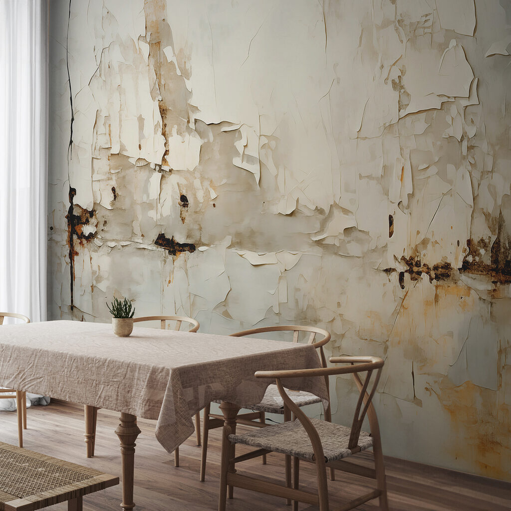Verweerde verf met roestsporen — interieur 2
