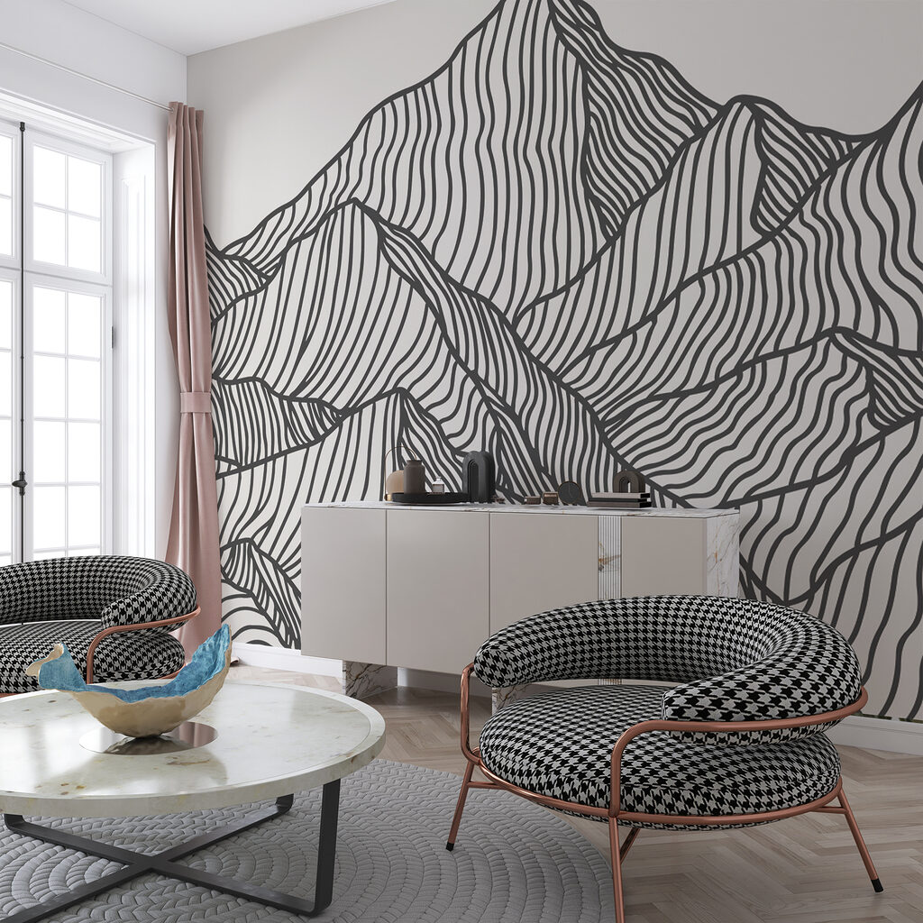 Bergen uit zwarte lijnen — interieur 1