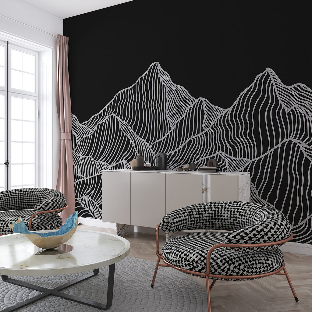 Witte lijnen over bergtoppen — interieur 1