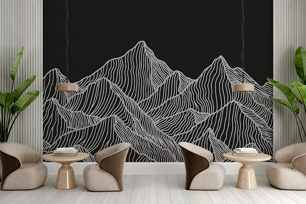 Witte lijnen over bergtoppen — interieur 2