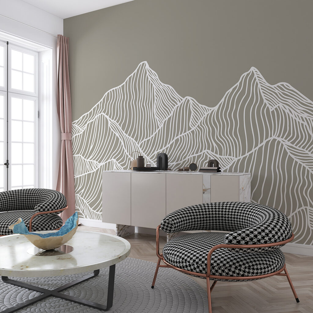Witte lijnen over bergtoppen — interieur 1
