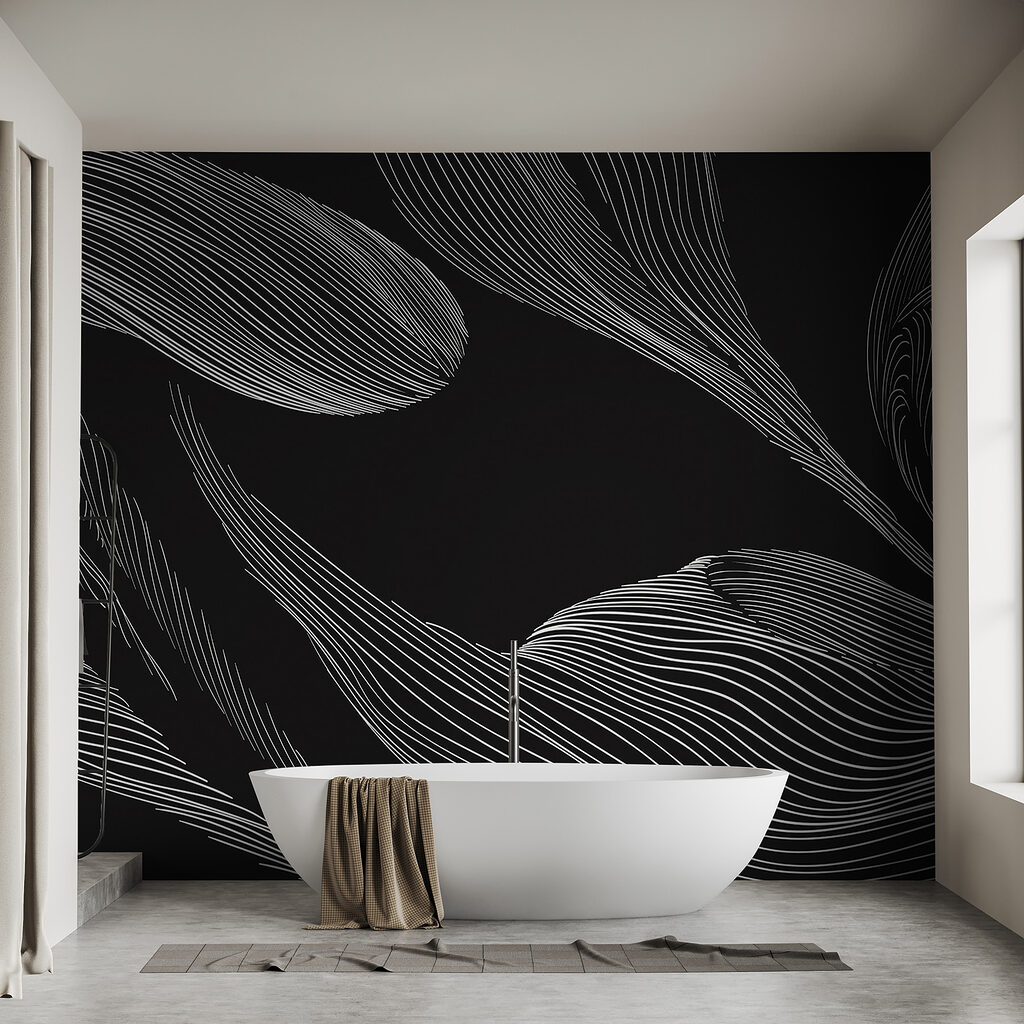 Een zwart-witafbeelding van een blad — interieur 2