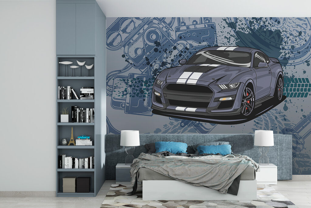 Sportauto tussen technische tekeningen — interieur 2