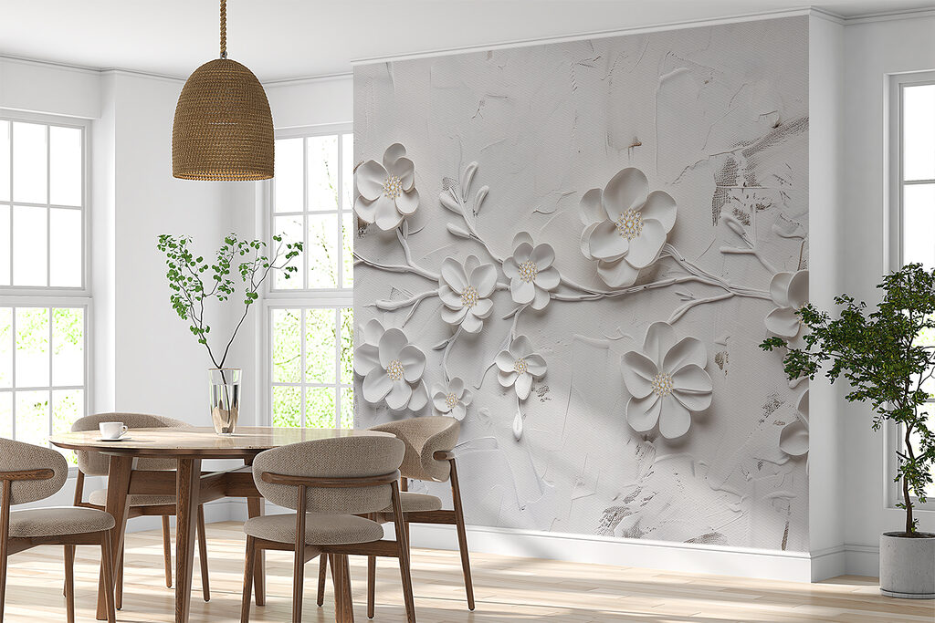 Witte bloesem met diepte — interieur 1
