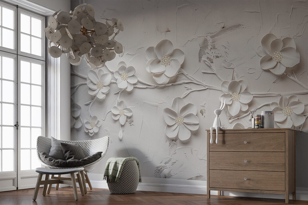 Witte bloesem met diepte — interieur 4