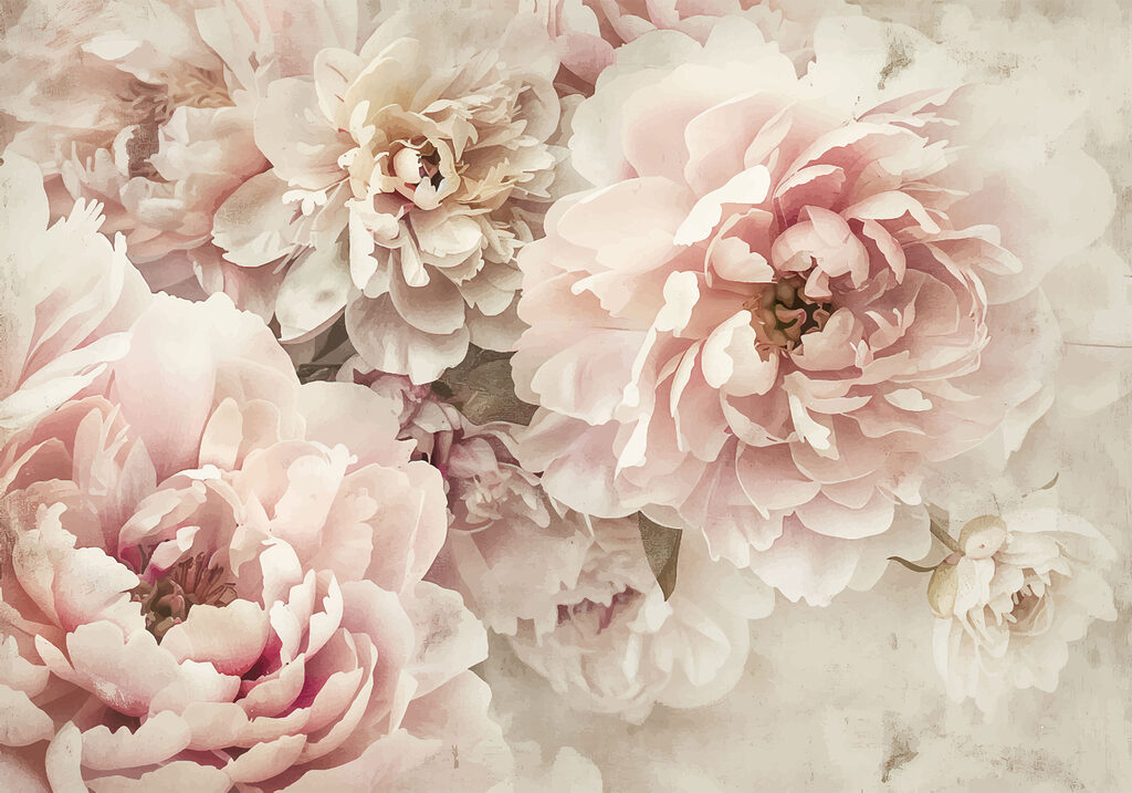 Een groep roze bloemen — volledig ontwerp