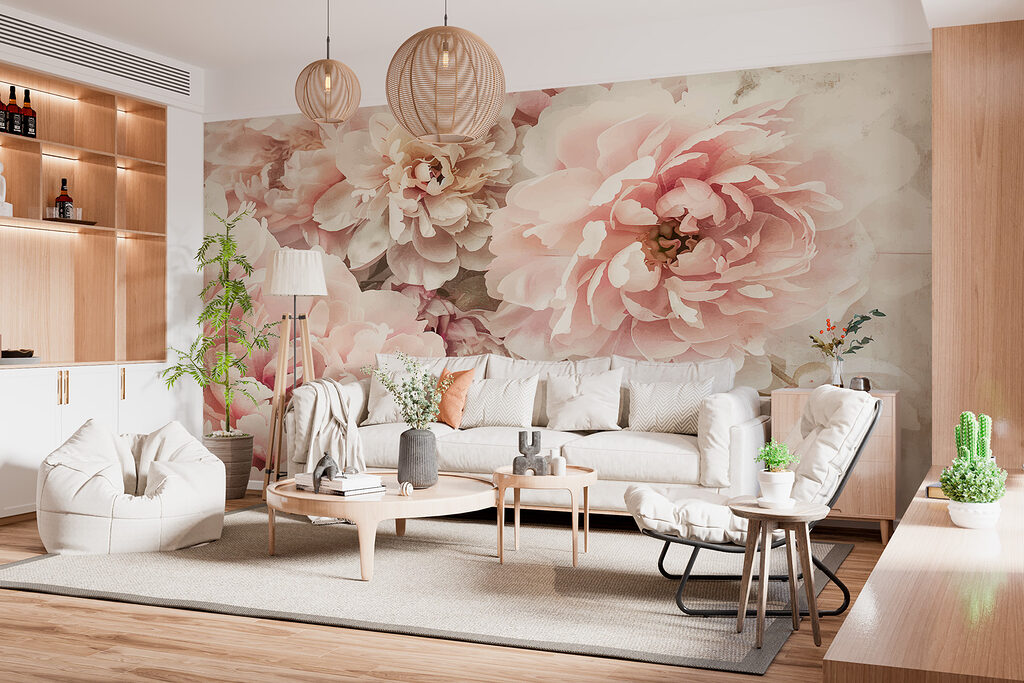 Een groep roze bloemen — interieur 4