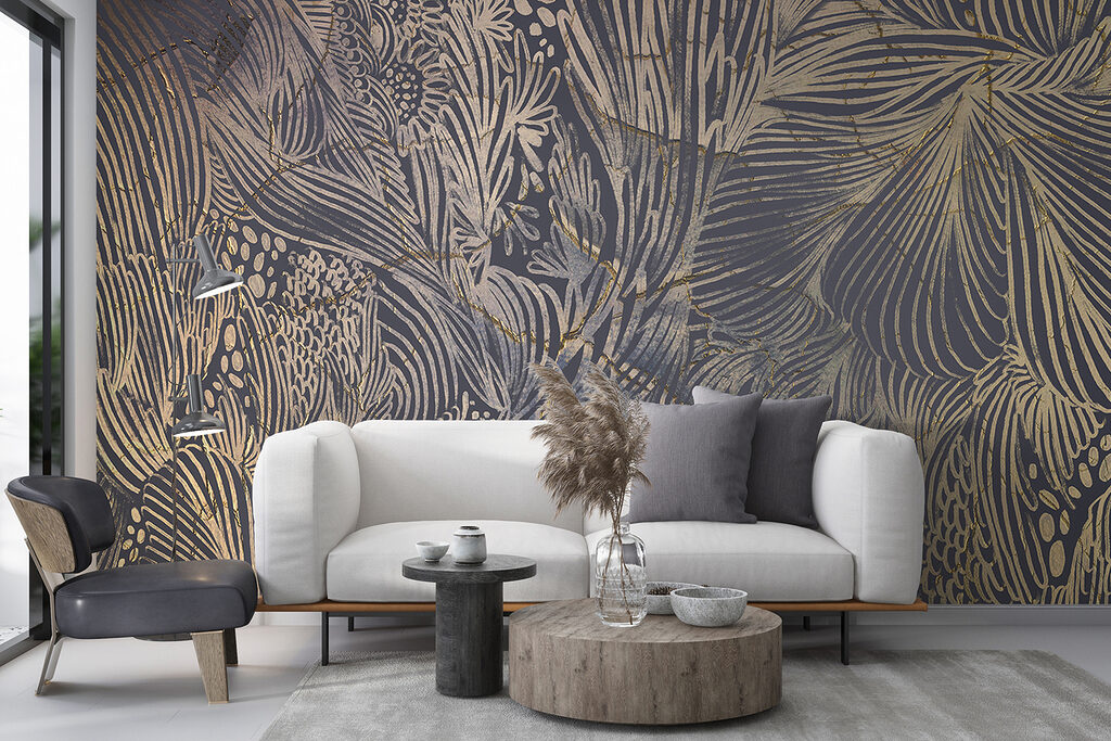 Gouden bladlijnen op antraciet — interieur 3