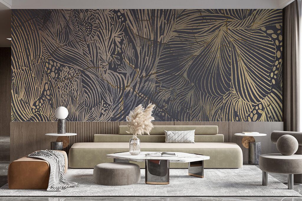Gouden bladlijnen op antraciet — interieur 4