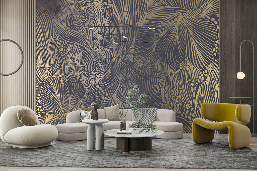 Gouden bladlijnen op antraciet — interieur 5