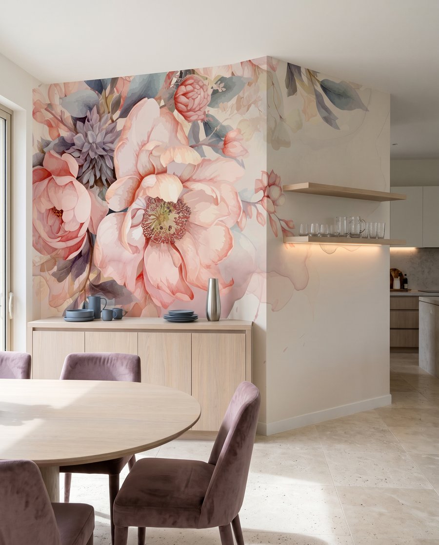 Rozen langs zacht beige in een interieur