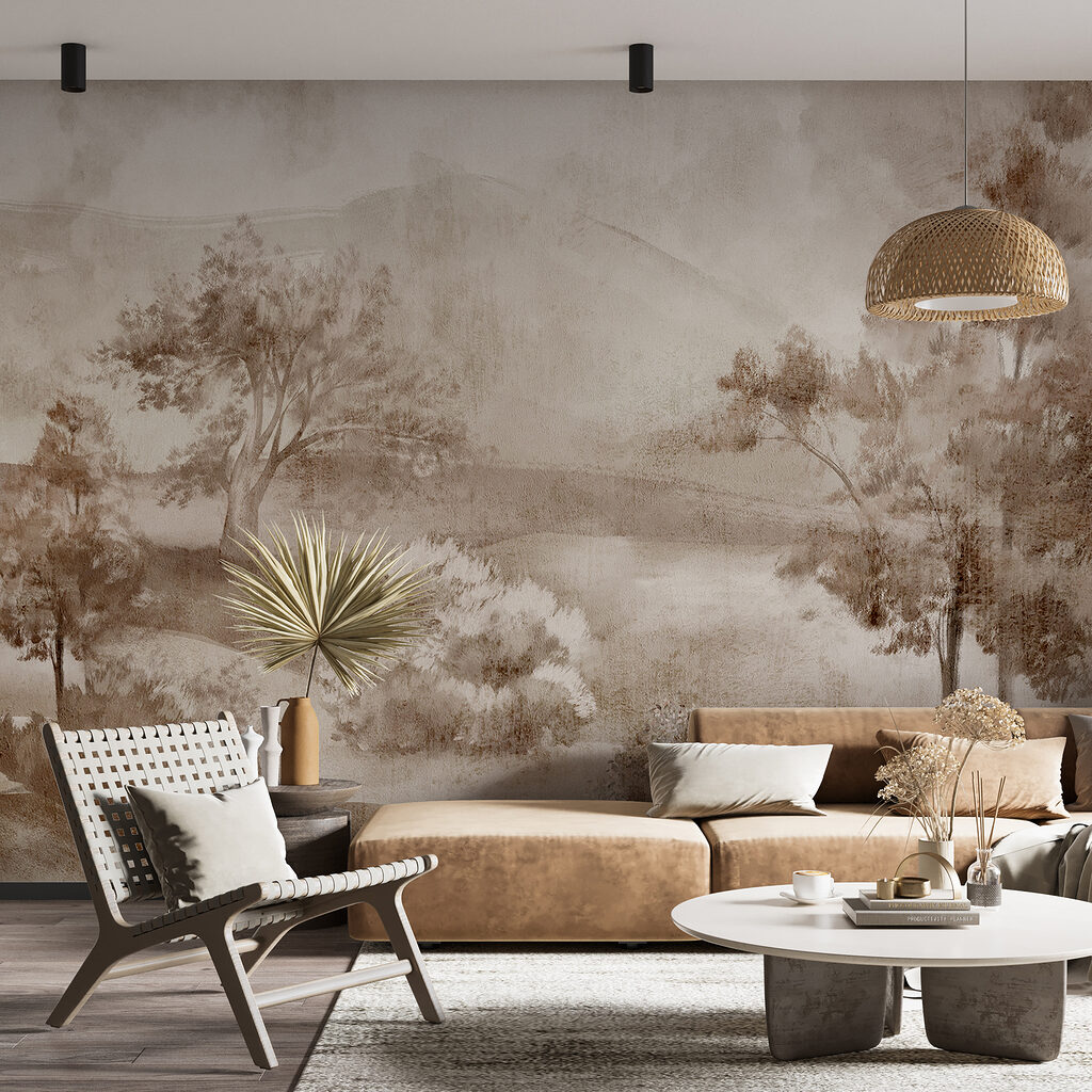 Verweerd land met bomen — interieur 2