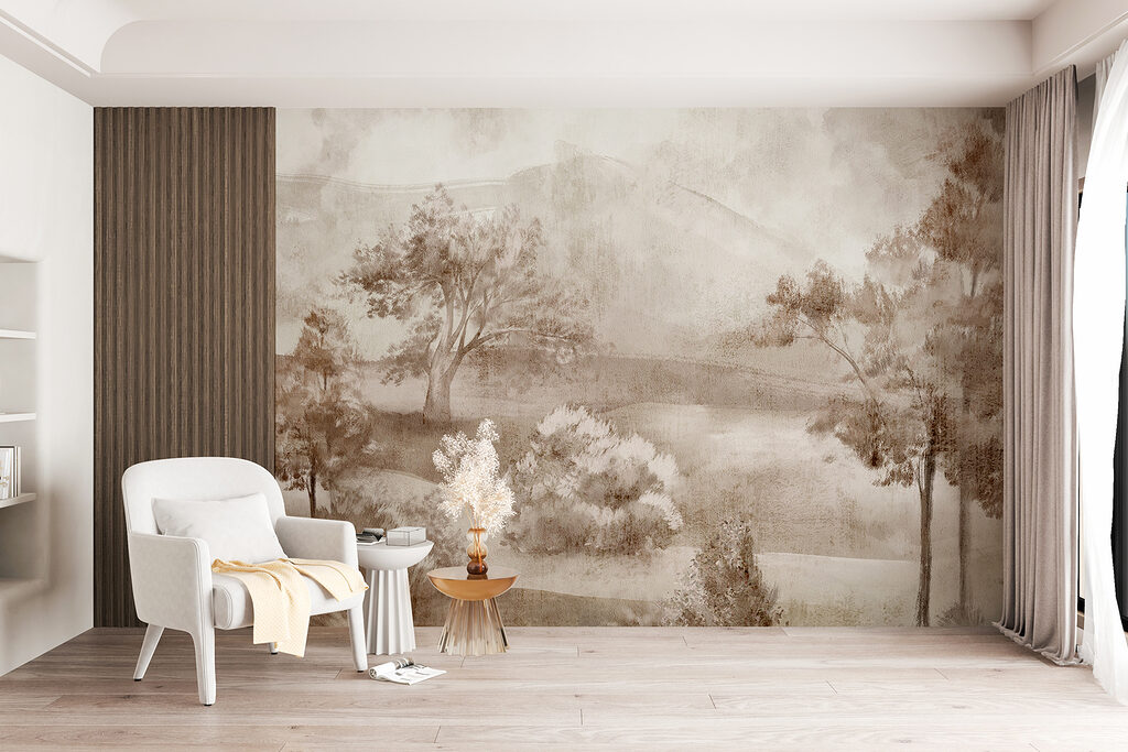 Verweerd land met bomen — interieur 4