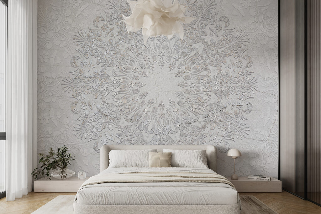 Wit ornament in reliëftekening — interieur 1
