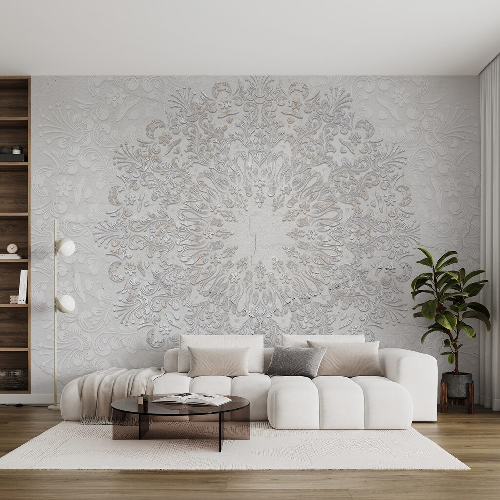 Wit ornament in reliëftekening — interieur 3