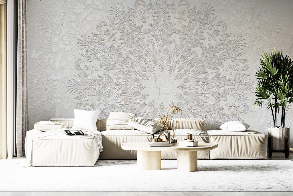 Wit ornament in reliëftekening — interieur 5