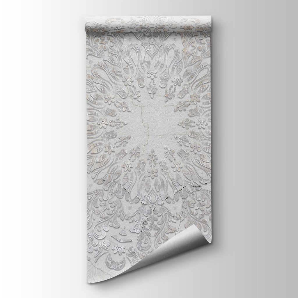 Wit ornament in reliëftekening — productweergave