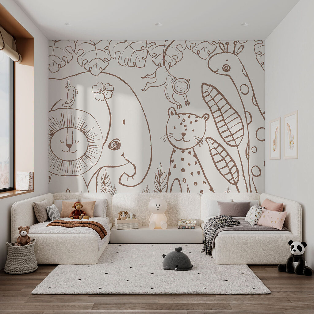 Jungledieren in losse lijntekening — interieur 2