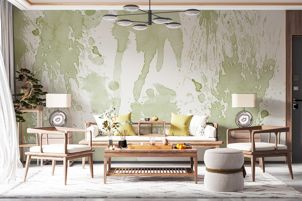Lichtgroene verf druipt uit — interieur 3