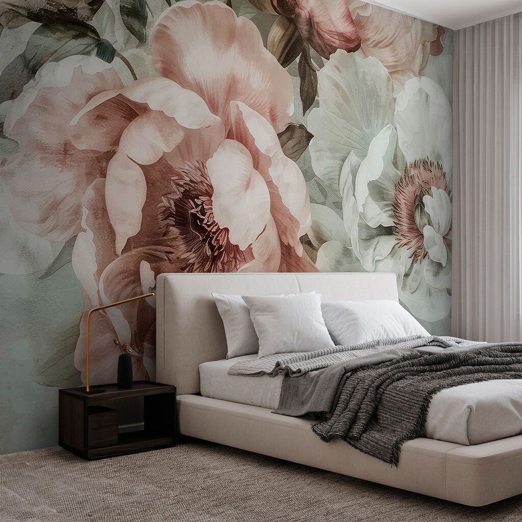 Zachte bloemen in zachte kleuren in een interieur