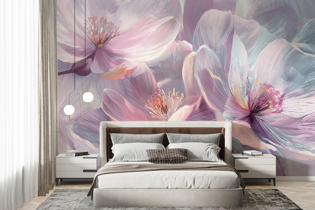 Zachte bloesems in subtiele tinten in een interieur