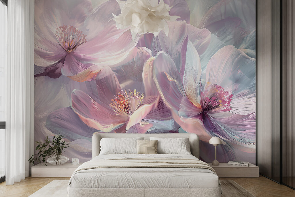 Lila bloemen in glans — interieur 3
