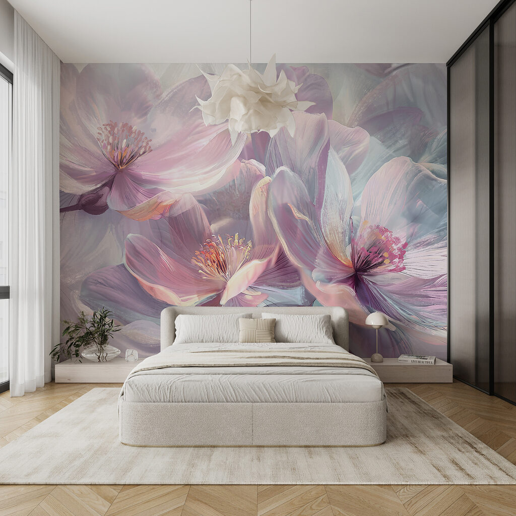 Lila bloemen in glans — interieur 4