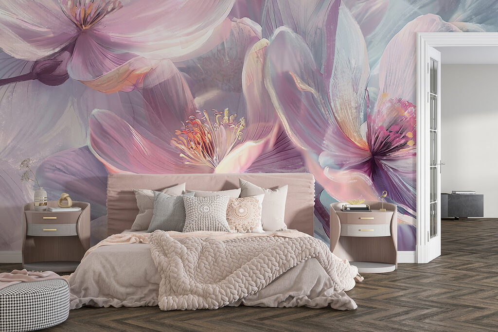 Lila bloemen in glans — interieur 5