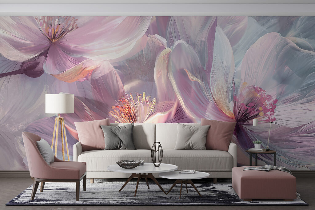 Lila bloemen in glans — interieur 6