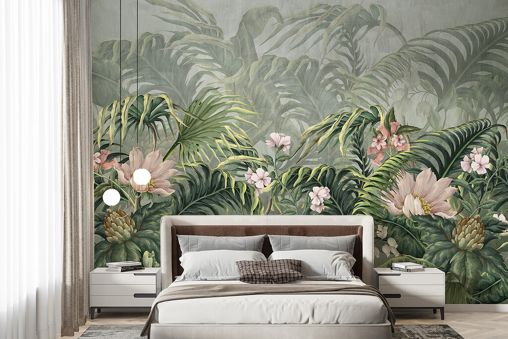 Bloeiende jungle in grijsgroen — interieur 1