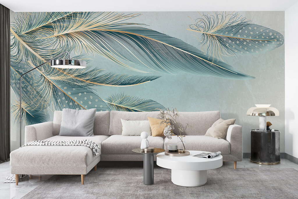 Blauwe veren met lichtstipjes — interieur 5