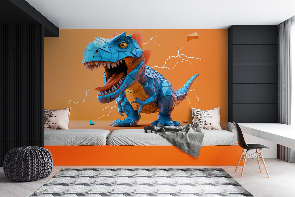 Blauwe dinosaurus met bliksem die eruit komt — interieur 2