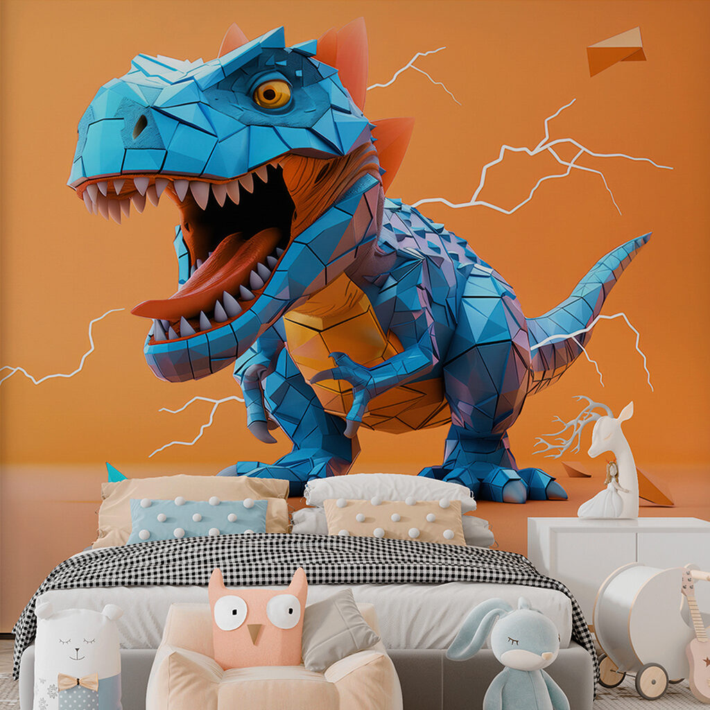 Blauwe dinosaurus met bliksem die eruit komt — interieur 5