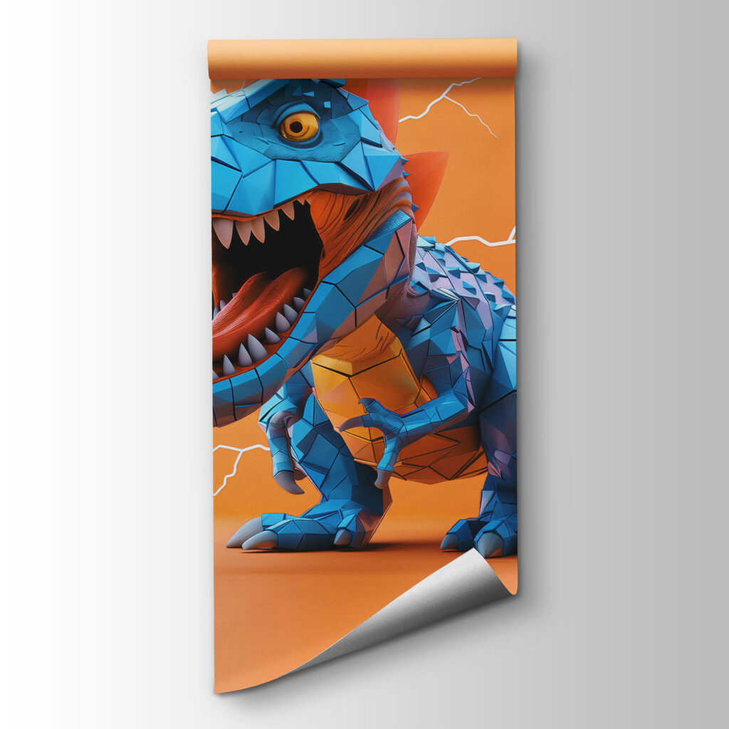 Blauwe dinosaurus met bliksem die eruit komt — productweergave