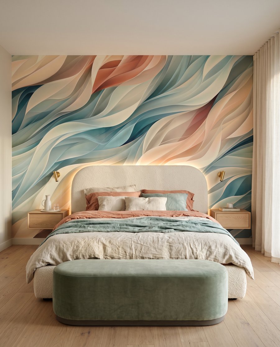 Pastelbladen als gevouwen linten — interieur 2