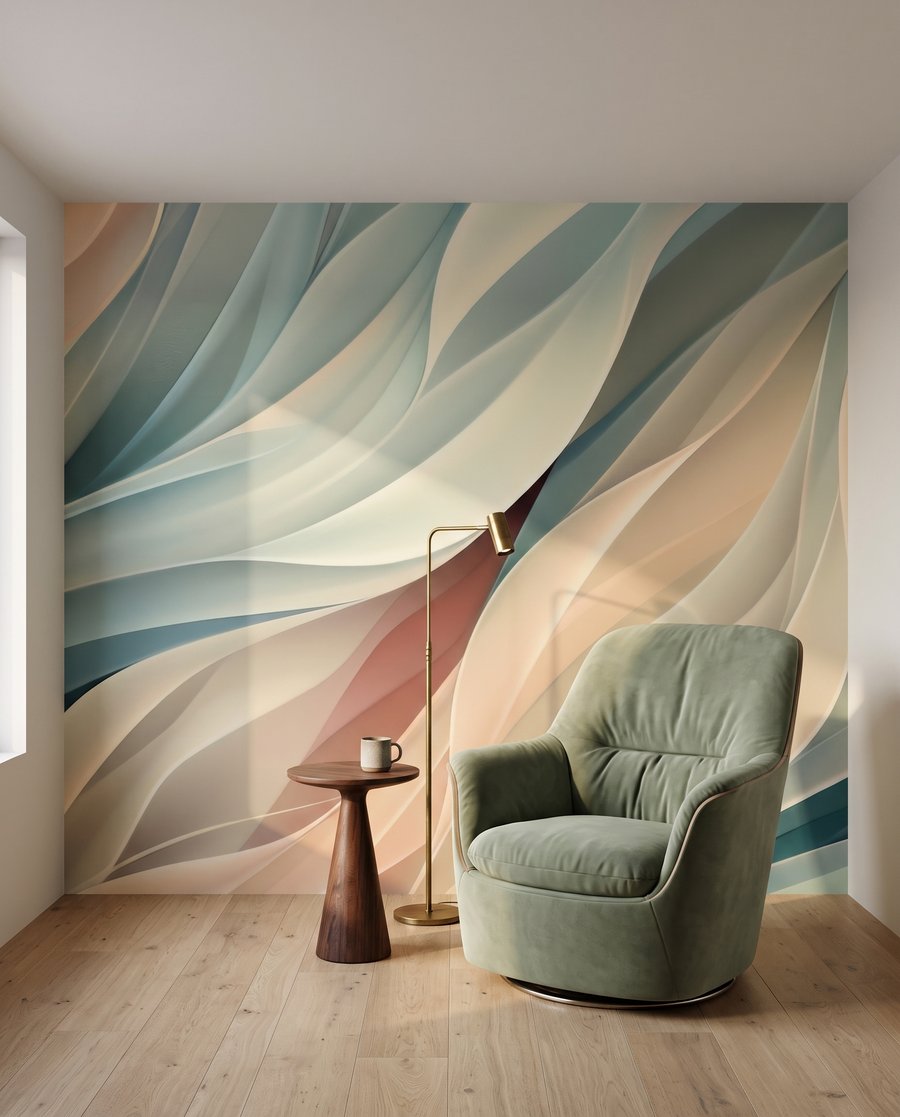 Pastelbladen als gevouwen linten — interieur 4