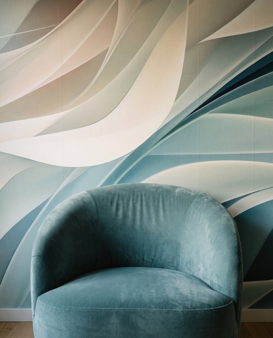 Pastelbladen als gevouwen linten — interieur 5