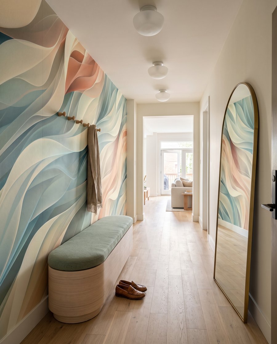 Pastelbladen als gevouwen linten — interieur 6
