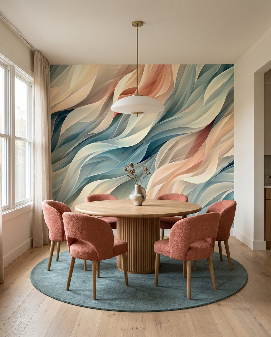 Pastelbladen als gevouwen linten — interieur 7