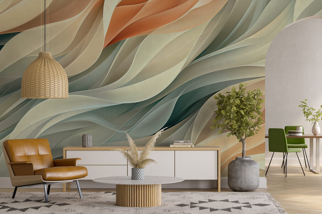 Pastelgolven vouwen door elkaar — interieur 4