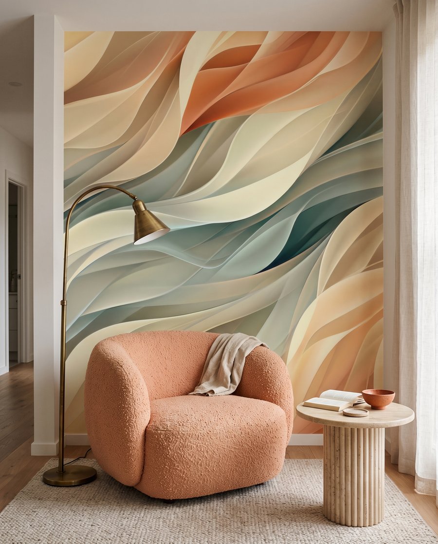 Pastelgolven vouwen door elkaar — interieur 4